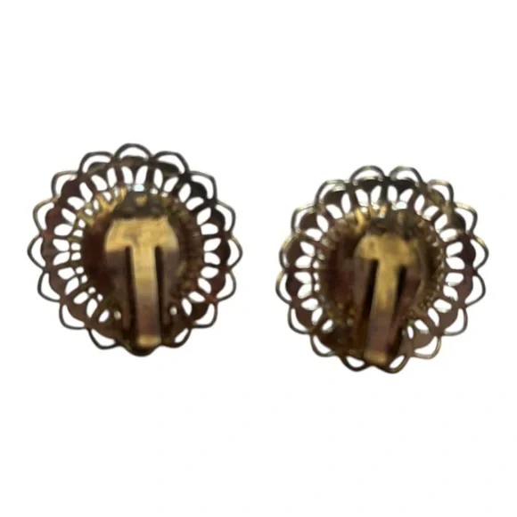 Vintage 1928 Brand Faux Pear and Gold Earrings - Picture 2 of 4